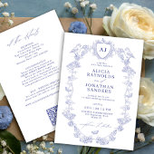 All in one dusty blue French floral wedding Einladung