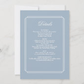 All in one dusty Blue Script Art Déco Wedding Einladung (Rückseite)