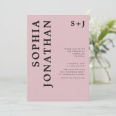 All in one Dusty Rose Bold Onyx Typografy Wedding Einladung (Stehend Vorderseite)