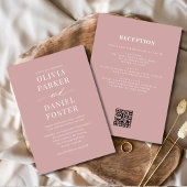 All in one Dusty Rose Pink QR Code Wedding Einladung