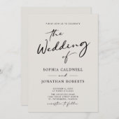 All in one Eggshell Moderne Kalligrafie Hochzeit Einladung (Vorne/Hinten)