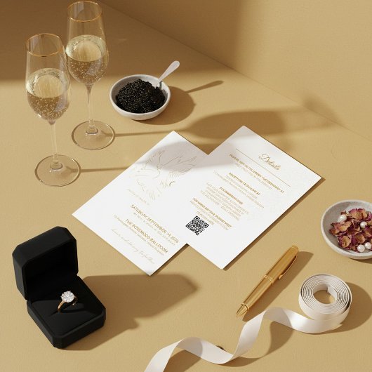 All in One Elegant Gold Dove Wedding Invitation Einladung