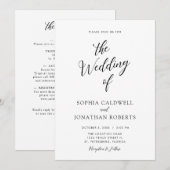 All in one Elegante Black Calligraphy Wedding Einladung (Vorne/Hinten)