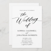 All in one Elegante Black Calligraphy Wedding Einladung (Vorne/Hinten)