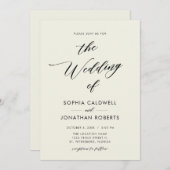 All in one Elegante Black Calligraphy Wedding Einladung (Vorne/Hinten)