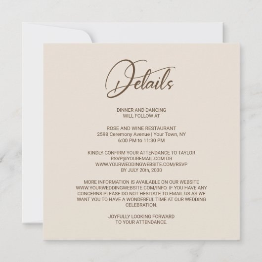 All in one Elegante Fall Floral Hochzeit Einladung (Rückseite)