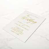 All in one elegante Gold Calligrafy Cream Wedding Folieneinladung (Gedreht)
