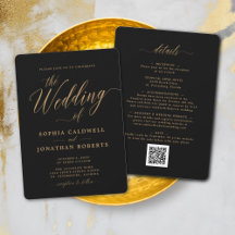 All in one Elegante Gold Calligraphy Black Wedding