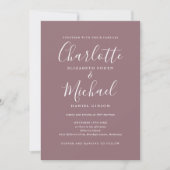 All in one elegante moderne Script Mauve Wedding Einladung (Vorderseite)