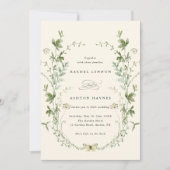 All in one Elfenbeinküche Elegante Wildblume Hochz Einladung (Vorderseite)