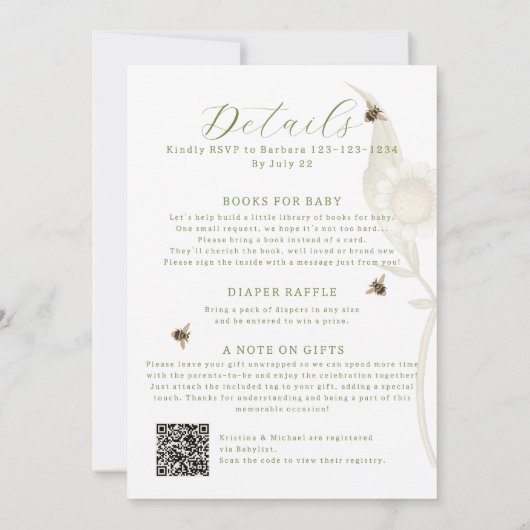 All in one Elternschaft zu QR Code Baby Shower Einladung (Rückseite)