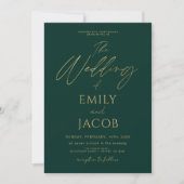 All in one Emerald Green Gold Wedding QR Code Einladung (Vorderseite)