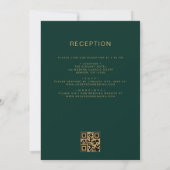 All in one Emerald Green Gold Wedding QR Code Einladung (Rückseite)