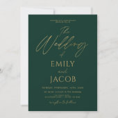 All in one Emerald Green Gold Wedding Script Einladung (Vorderseite)