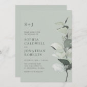 All in one Eukalyptus Botanical Sage Wedding Einladung (Vorne/Hinten)