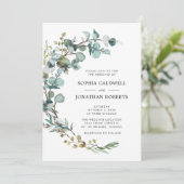All in one Eukalyptus Botanical Wedding Einladung (Stehend Vorderseite)