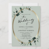 All in one Eukalyptus Calligrafy Sage Wedding Einladung (Vorderseite)