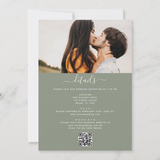 All in one Eukalyptus Greenerity QR Code Wedding Einladung (Rückseite)