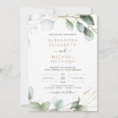 All in one Eukalyptus Greenerity QR Code Wedding Einladung (Vorderseite)