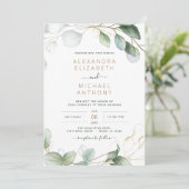 All in one Eukalyptus Greenerity QR Code Wedding Einladung (Stehend Vorderseite)