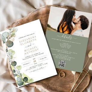 All in one Eukalyptus Greenerity QR Code Wedding Einladung