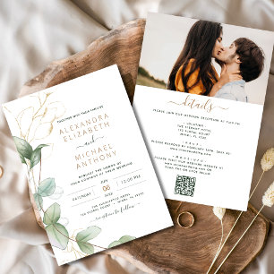 All in one Eukalyptus Greenerity QR Code Wedding Einladung