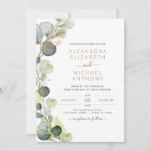 All in one Eukalyptus Greenerity QR Code Wedding Einladung (Vorderseite)