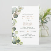 All in one Eukalyptus Greenerity QR Code Wedding Einladung (Stehend Vorderseite)