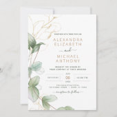 All in one Eukalyptus Greenerity QR Code Wedding Einladung (Vorderseite)