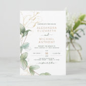 All in one Eukalyptus Greenerity QR Code Wedding Einladung (Stehend Vorderseite)