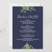 All in one Eukalyptus Greenery Navy Blue Wedding Einladung (Rückseite)