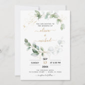All in one Eukalyptus QR Code Greenerity Wedding Einladung (Vorderseite)