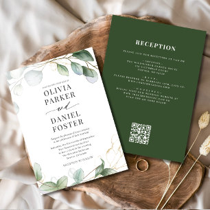All in one Eukalyptus QR Code Greenerity Wedding Einladung