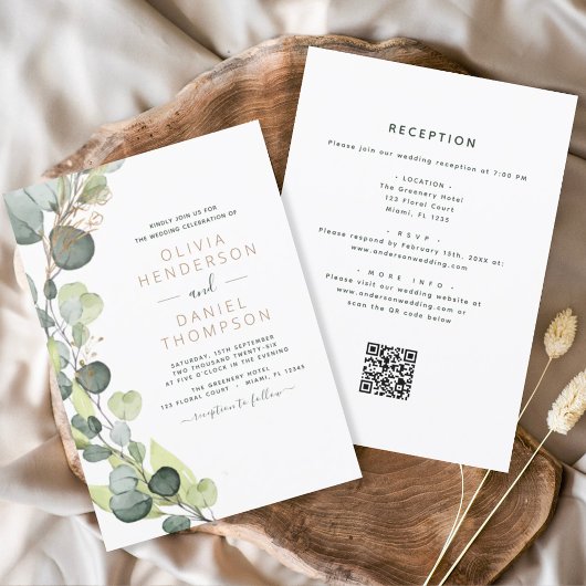 All in one Eukalyptus QR Code Wedding Greenery