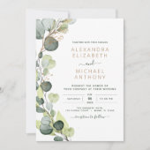 All in one Eukalyptus QR Code Wedding Greenery Einladung (Vorderseite)