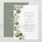 All in one Eukalyptus QR Code Wedding Greenery Einladung (Vorne/Hinten)