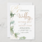 All in one Eukalyptus QR Code Wedding Greenery Einladung (Vorderseite)