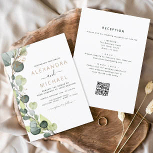 All in one Eukalyptus QR Code Wedding Greenery Einladung