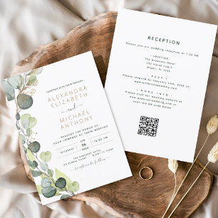 All in one Eukalyptus QR Code Wedding Greenery Einladung