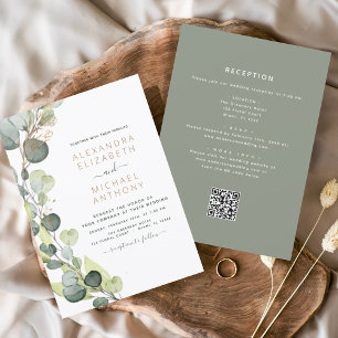 All in one Eukalyptus QR Code Wedding Greenery Einladung
