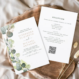 All in one Eukalyptus QR Code Wedding Greenery Einladung