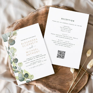 All in one Eukalyptus QR Code Wedding Greenery Einladung