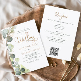 All in one Eukalyptus QR Code Wedding Greenery Einladung