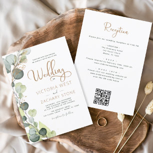 All in one Eukalyptus QR Code Wedding Greenery Einladung