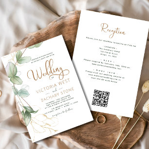 All in one Eukalyptus QR Code Wedding Greenery Einladung