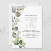 All in one Eukalyptus QR Code Wedding Greenery Einladung (Vorderseite)