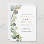 All in one Eukalyptus QR Code Wedding Greenery Einladung (Vorderseite)