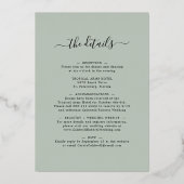 All in one Eukalyptus Sage Gold Oval Wedding Folieneinladung (Rückseite)