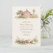 All in One Farm Animal Barnyard Baby Shower Einladung (Stehend Vorderseite)