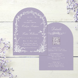 All in One Floral Arch Garden Wedding Lavender Einladung